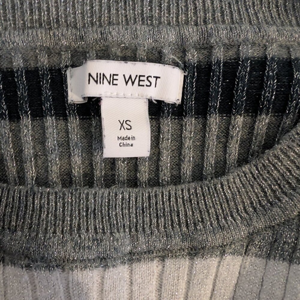 Nine West Ribbed Stripped Metallic Sweater - Picture 3 of 3